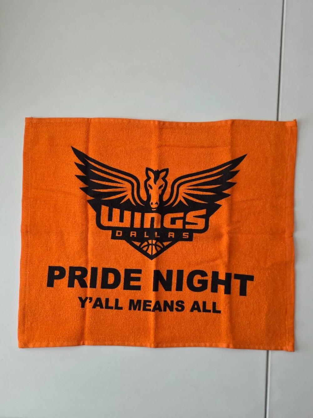 Dallas Wings WNBA Basketball Pride Night Y'all Means All Rally Towel Orange